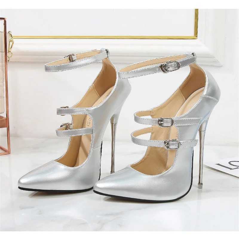 16cm Super High Heels Ankle Strap Sexy Pumps Fetish Stilettos Instep Strap Pole Dance Model Show Stripper Unisex Shoes S6ize 4C250319