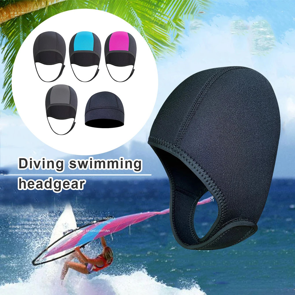 Neoprene 2 5mm Thicken Swim Thermal Hood Cap Thicken Underwater Ear Hat Training Practice Swimwear Man Women Black 250320