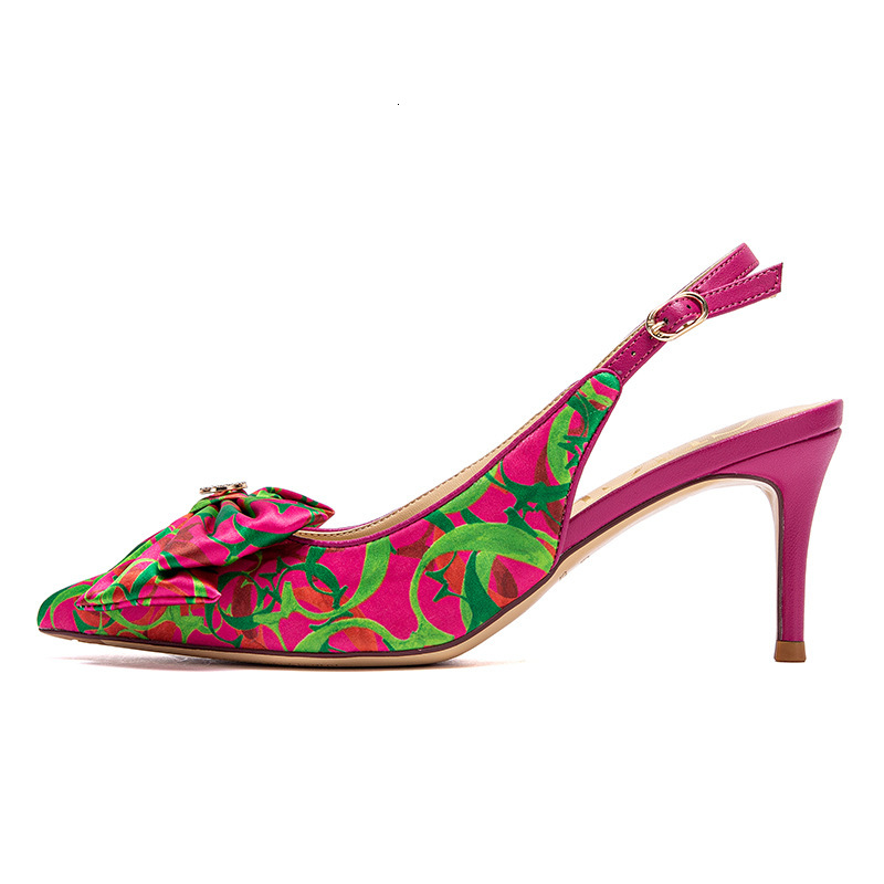Designer CHCH Sexy Pointed High-Heeled Shallow Bow Flower Shaped Shoes, One Button Toe Closure Women's Single Sandals