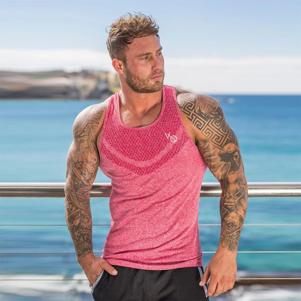 Fitness 2023 Mens Running Tank Top Sports Training Breathable Elastic Tshirt 250320