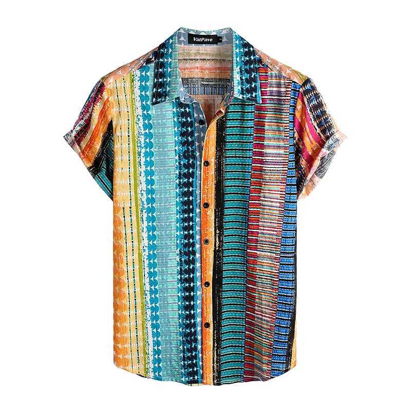 Mens casual Hawaiian floral shirt 3D full print short sleeved button down tropical beach shirt M250320