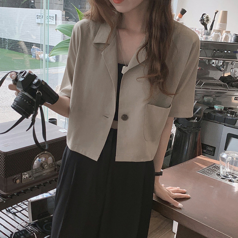 F3171Chic Women's Summer Mini Blazer - Casual Temperament Short Suit Jacket