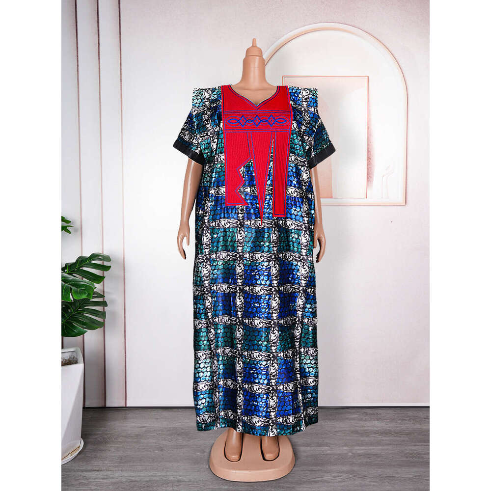 Large Size Long Skirt, New Women's Printed Dress, And Embroidered Muslim Robe