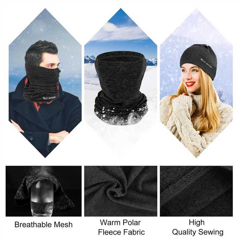WEST BIKING Windproof Cycling Mask Winter Half Face Mask Ski Sport Headband Neck Warmer Balaclava Men Women Warm Cycling Scarf W250320