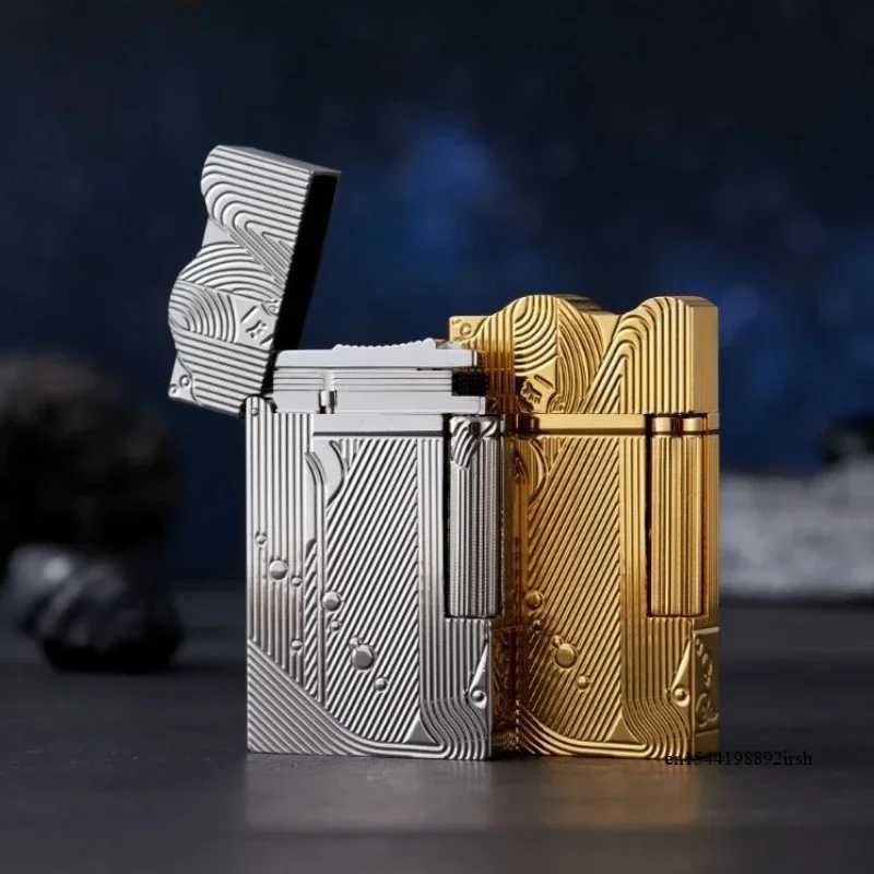 Creative Mens Gift Lighters ic Long Sound Mermaid Side Slide Wheel Lighter Brass Fashion Personty Smoke AccesoiresC250320