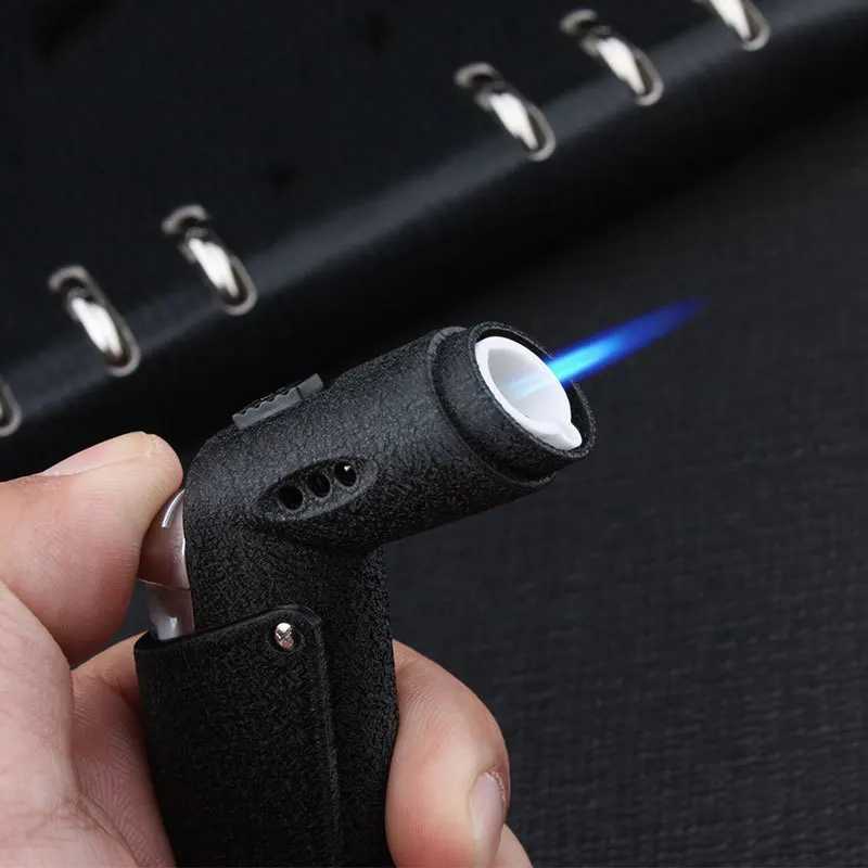 HONEST Fashion Adjustable Double Fire Gas Lighter Windproof Blue Flame Open Fire All-in-one Mini Portable Metal Turbine TorchC250618