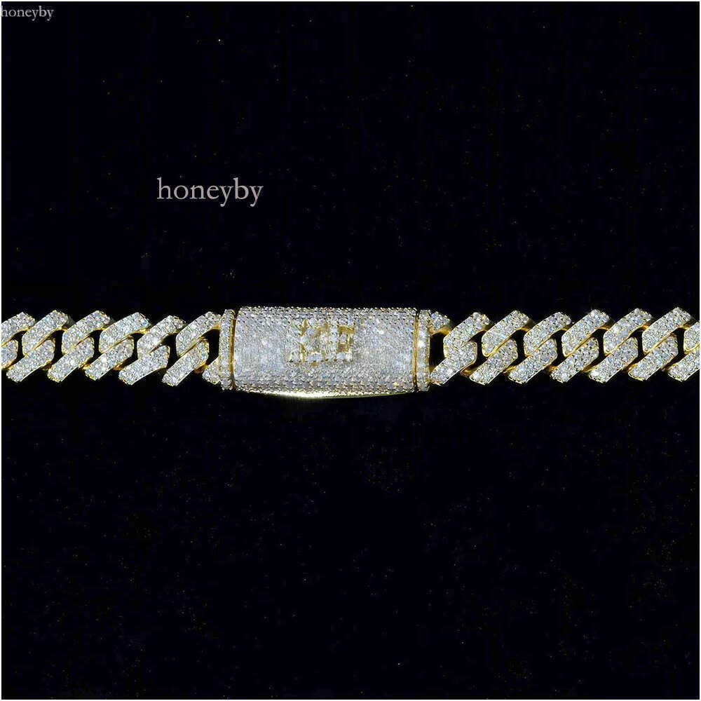 Pendant Necklaces 10Mm Moissanite Cuban Chain Fast Round Brilliant Cut 10K 14K Solid Gold k For Men Women Drop Delivery Jewelry Pe Dhpot
