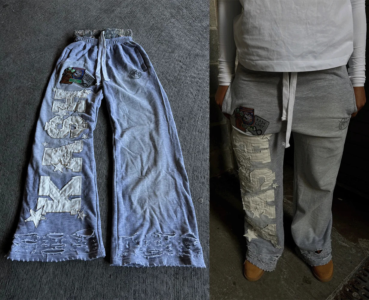Vintage Double Layer Sweatpant Y2K Clothes Men Women Harajuku Letters Patch Embroidery Vintage Grey Baggy Pants Jogging Trouser 250319