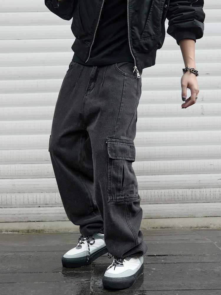 Y2k new bagged jeans mens hip-hop Harajuku Trouser wide leg denim pants mens jeans streetwear Korean oversized cargo pantsT250319
