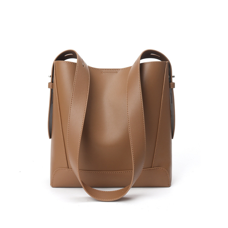 Women S Diagonal Cross Versatile Leather Shoulder Bag Large Capacity Commuting Bucket Bag Shoulder Bags
