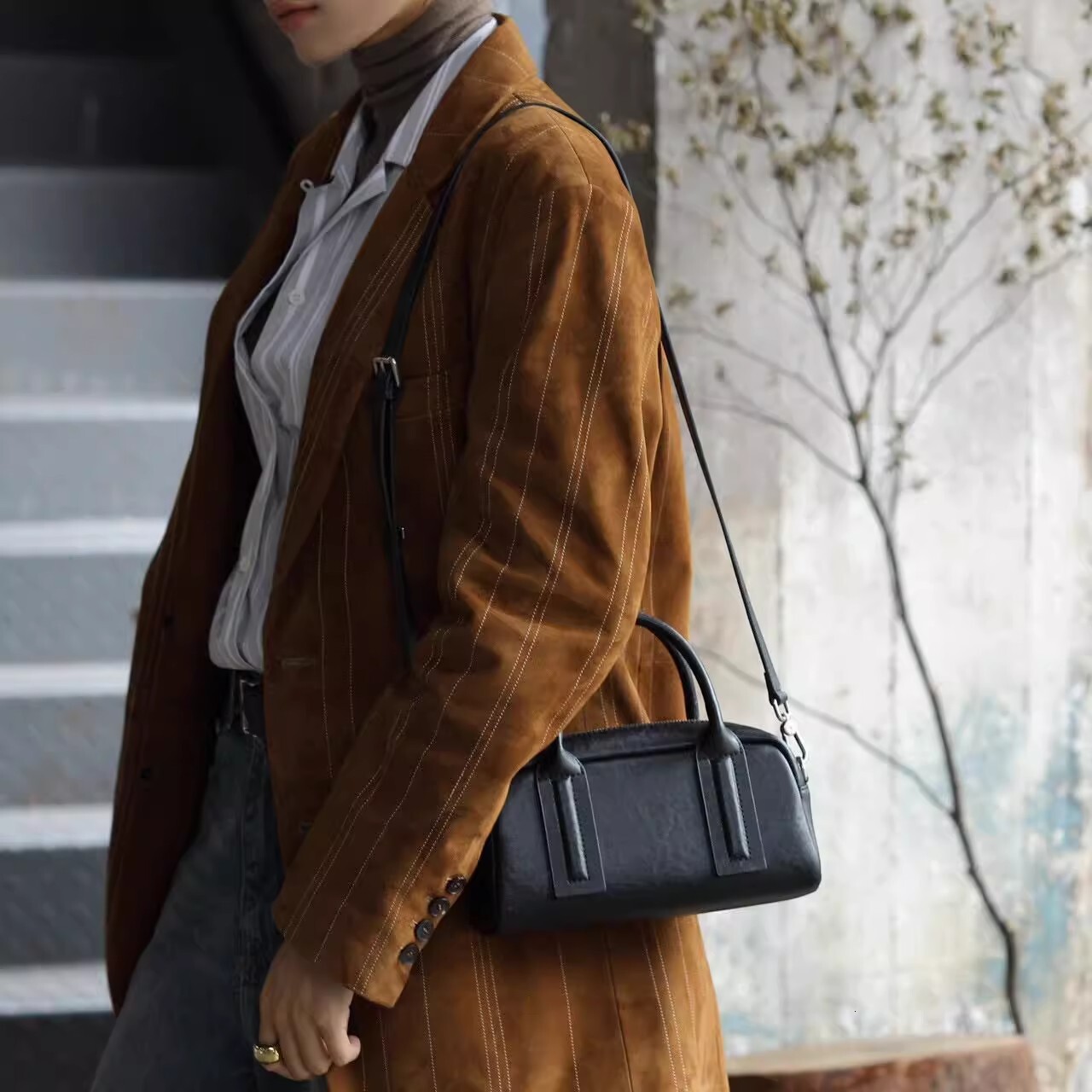 Bags Women S Crossbody Leather Handbag Vegetable Tanned Cowhide Boston Bowling Bag Shoulder Bag Shoulder Bags