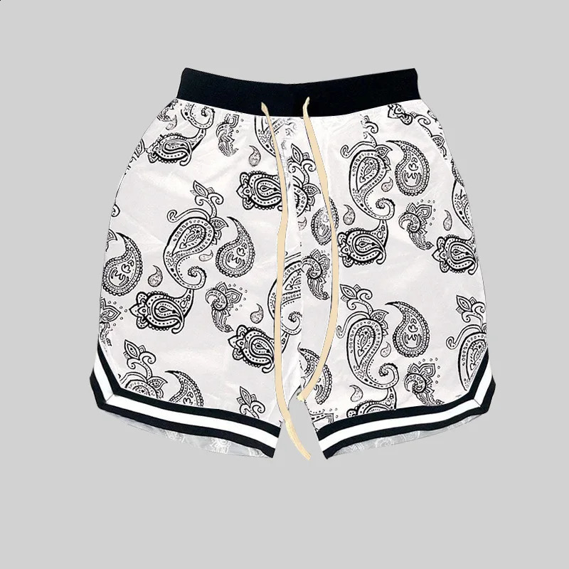2023 Summer Harajuku Mens Shorts Bandana Pattern Fashion Hip Hop Bottom Elastic Wais Casual Pants 250319