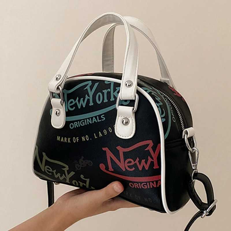 Y2K Womens Luxury Handbag Shopping Ten Font Graffiti Wallet PU Leather Shoulder Bag Y250319