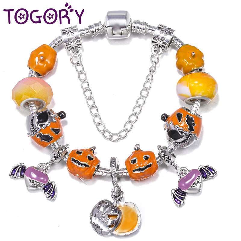 Fashion Brand Charm Bracelets Fits Halloween Styles Pumpkin Beads Bracelet Bangles For Women Kids Bijoux Pulseras Jewelry Gift