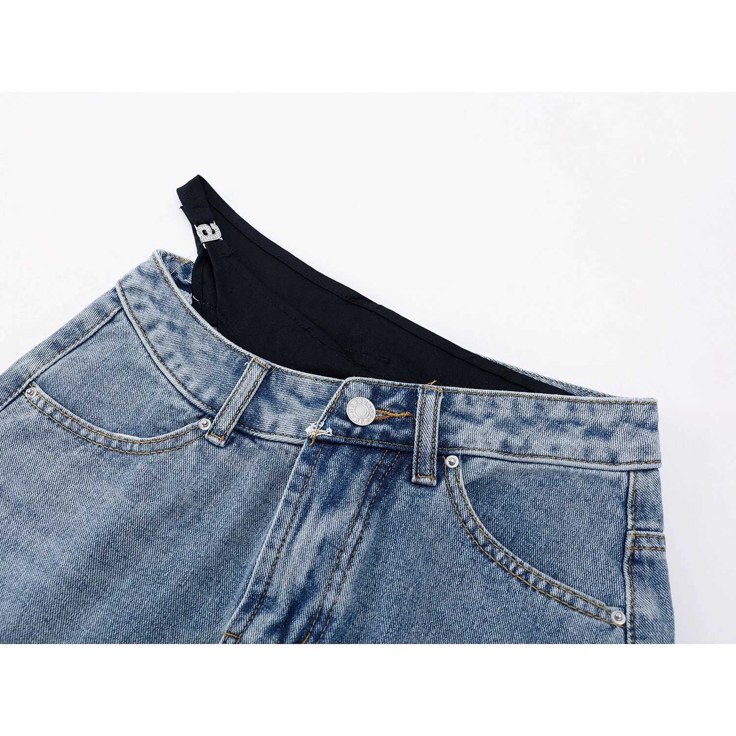 Letter Luxury Brand Design Fe Two Pieces Denim Short Mini Skirt For Women Sexy Fashion Y2k Minifalda DressXJ250320