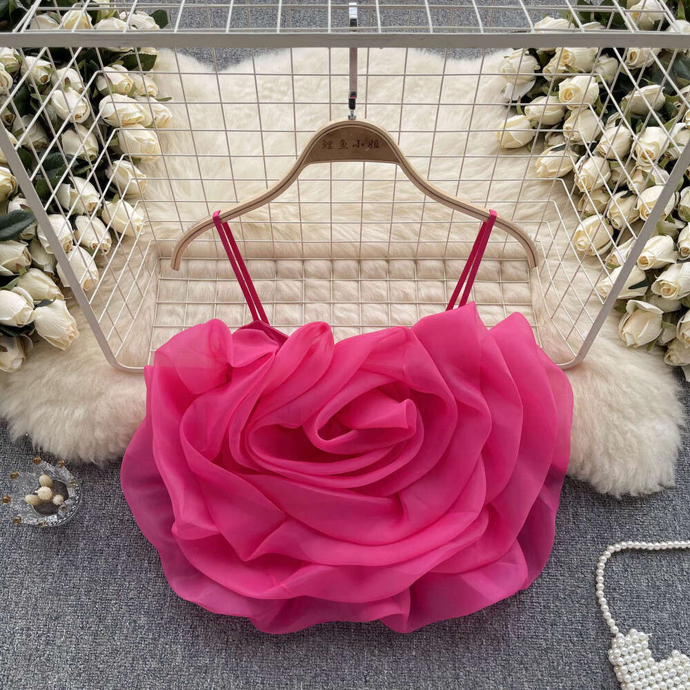 Graphic Tee Designer Clothing Women Womens Designer Clothing Vacation Style Organza Three-dimensional Flower Tank Summer New Stylish and Versatile Sho