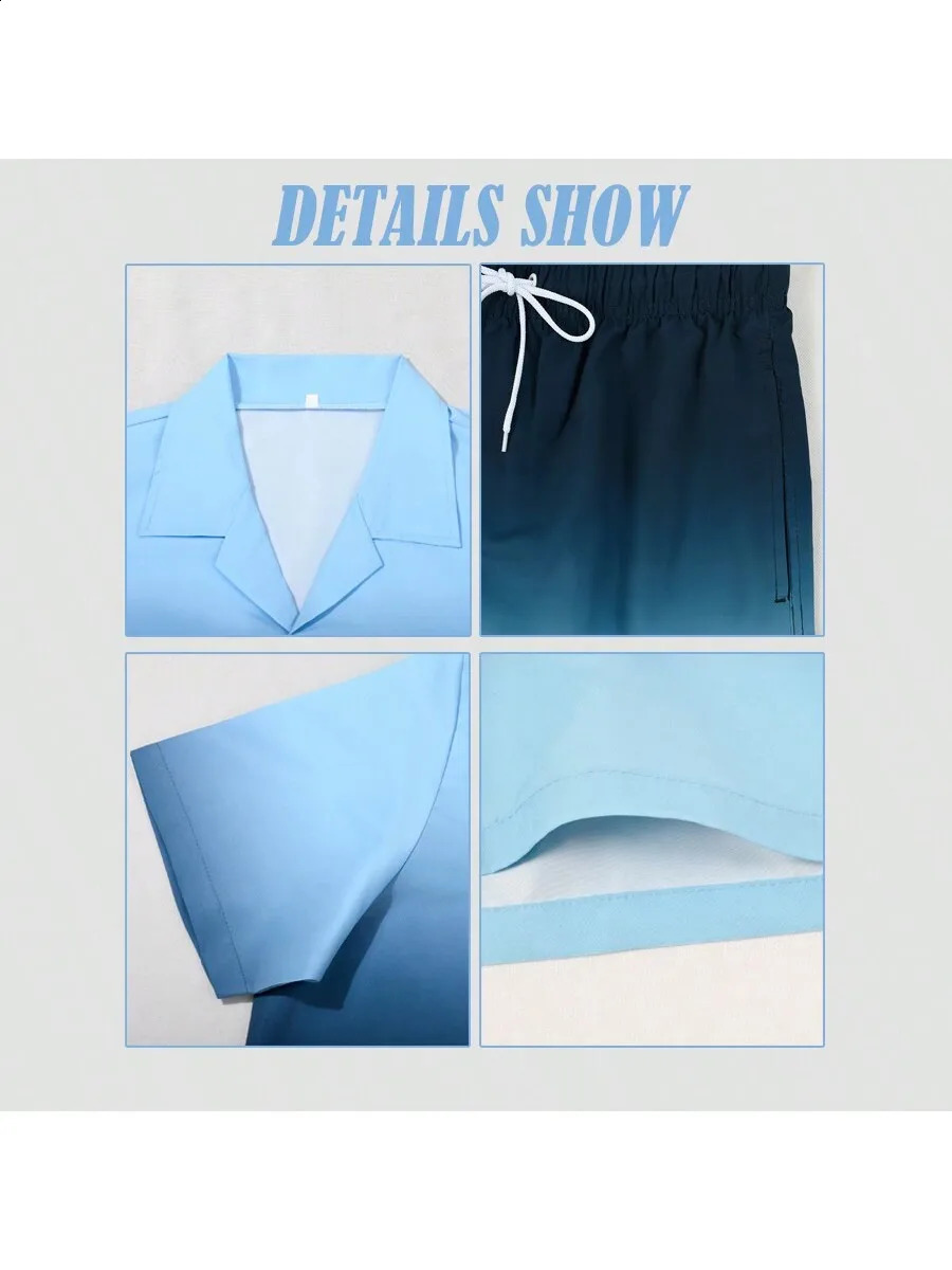 2pcs Mens Casual Summer Outfits Color Block Short Sleeve T-Shirt Drawstring Shorts Set Beach Sports Exercise Short Clothin 250319