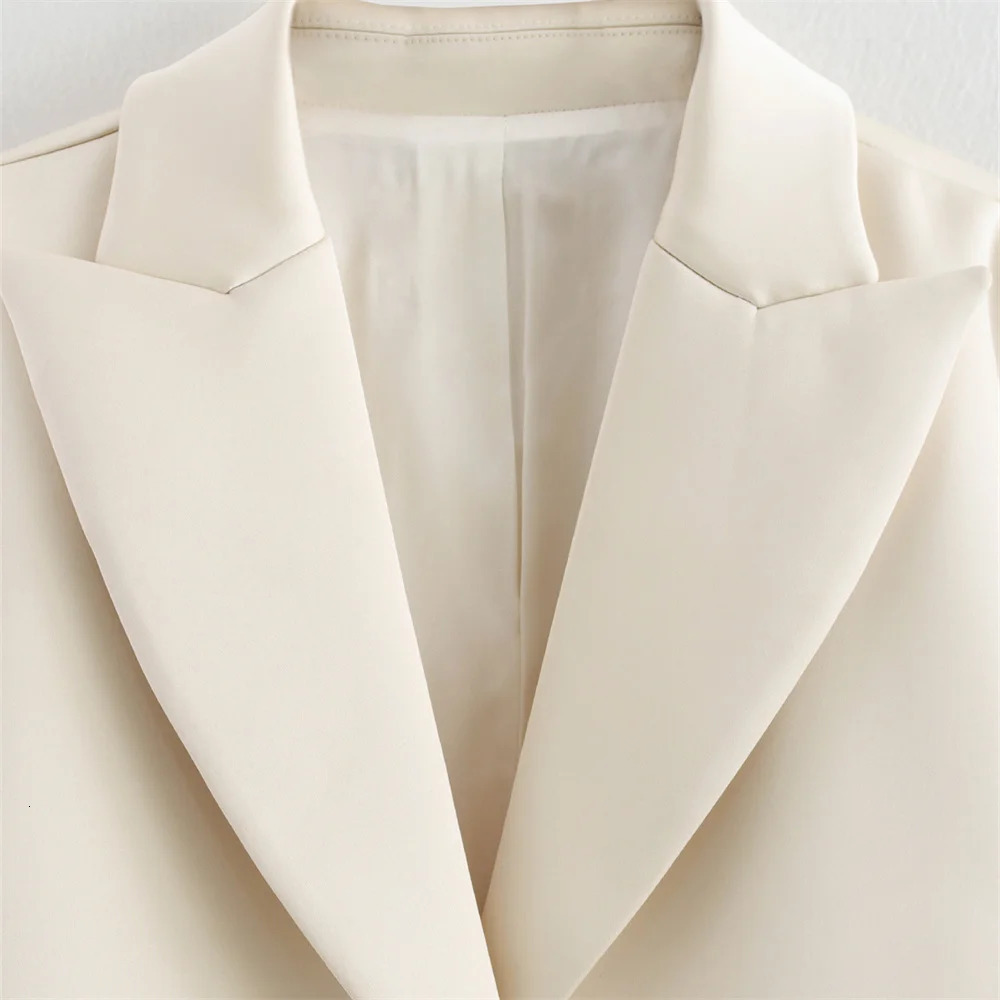 UNIZERA solid color waist cut short silk texture set suitable for autumn and winter one button long sleeved womens jacket 250314