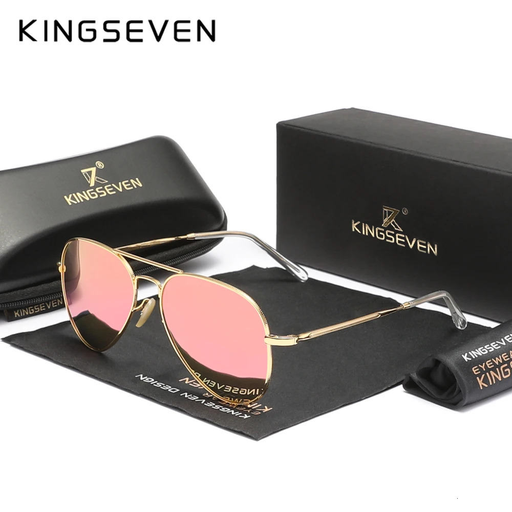 KINGSEVEN Pilot Alloy Sunglasses Polarization UV400 Anti-reflection Full Frame Parsnip Glasses Women Retro Eyewear 250318