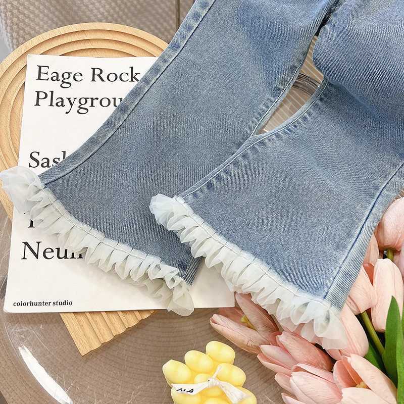 Baby girls pants spring and summer childrens jeans Bellbottom pants casual pants girls fashionable jeansT250326