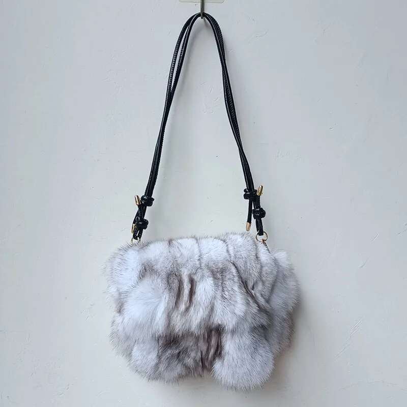 Women Winter Real Fox Handbag Fashion Warm Female Genuine Fur Small Shoulder Bag