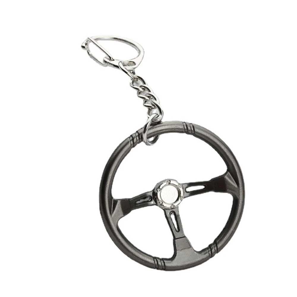 Hot selling sports racing car mixed color personalized steering wheel modified car keychain creative model metal charm keychainXJ250319