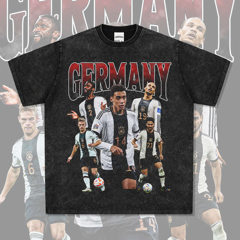 Football American German Team Printed Short Sleeved T-Shirt, Pure Cotton Round Neck Hooded Sweatshirt