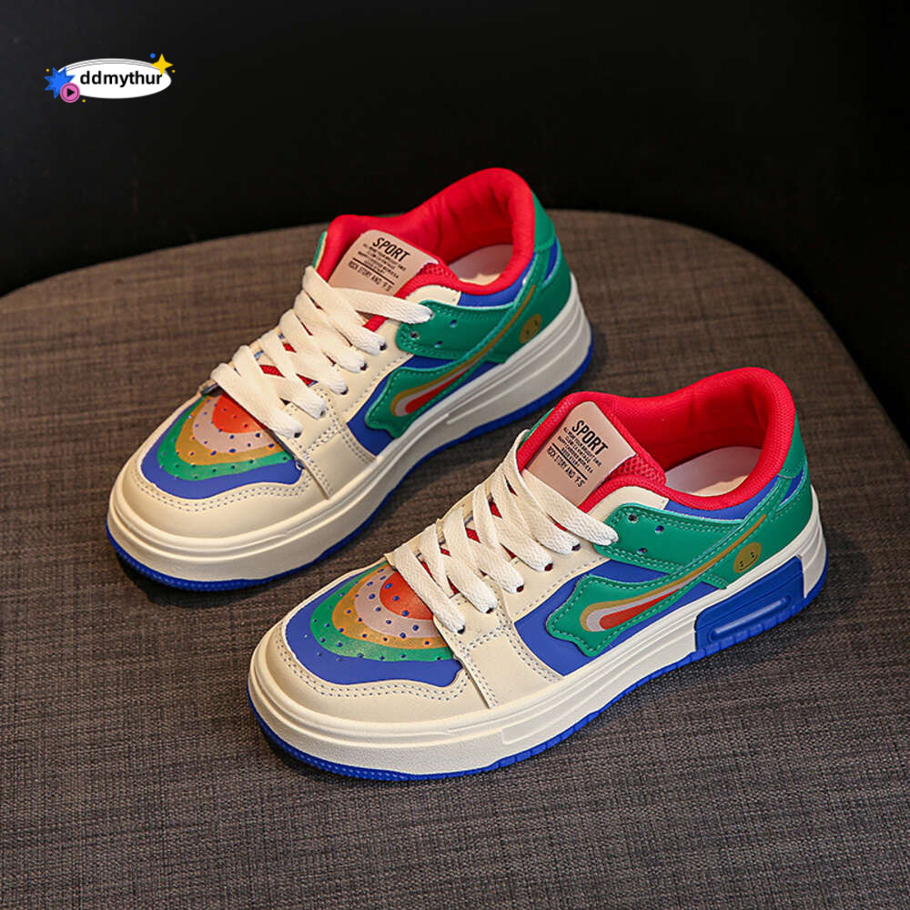 CRLAYDK 2024 New Women's Patchwork Skateboard Shoes Low Top Lace Up Sneakers Non Slip Breathable Walking Comfrotable Tennis ddmythur