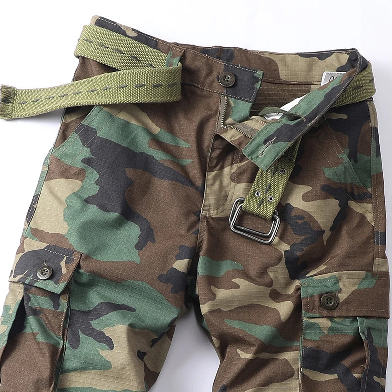 AKARMY camouflage multi flap pocket mens straight leg cargo pants loose casual outdoor work without straps 250319