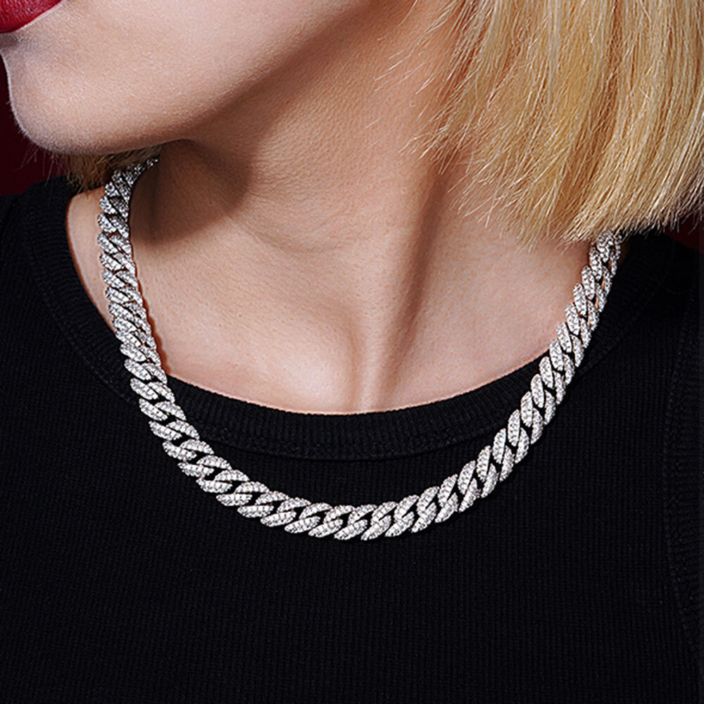 10MM Mens Iced Out Luxury 5A CZ Miami Cuban Necklace Argenteous Plated Hip Hop Rapper Cuban Link Bracelet Gift Dropshipping