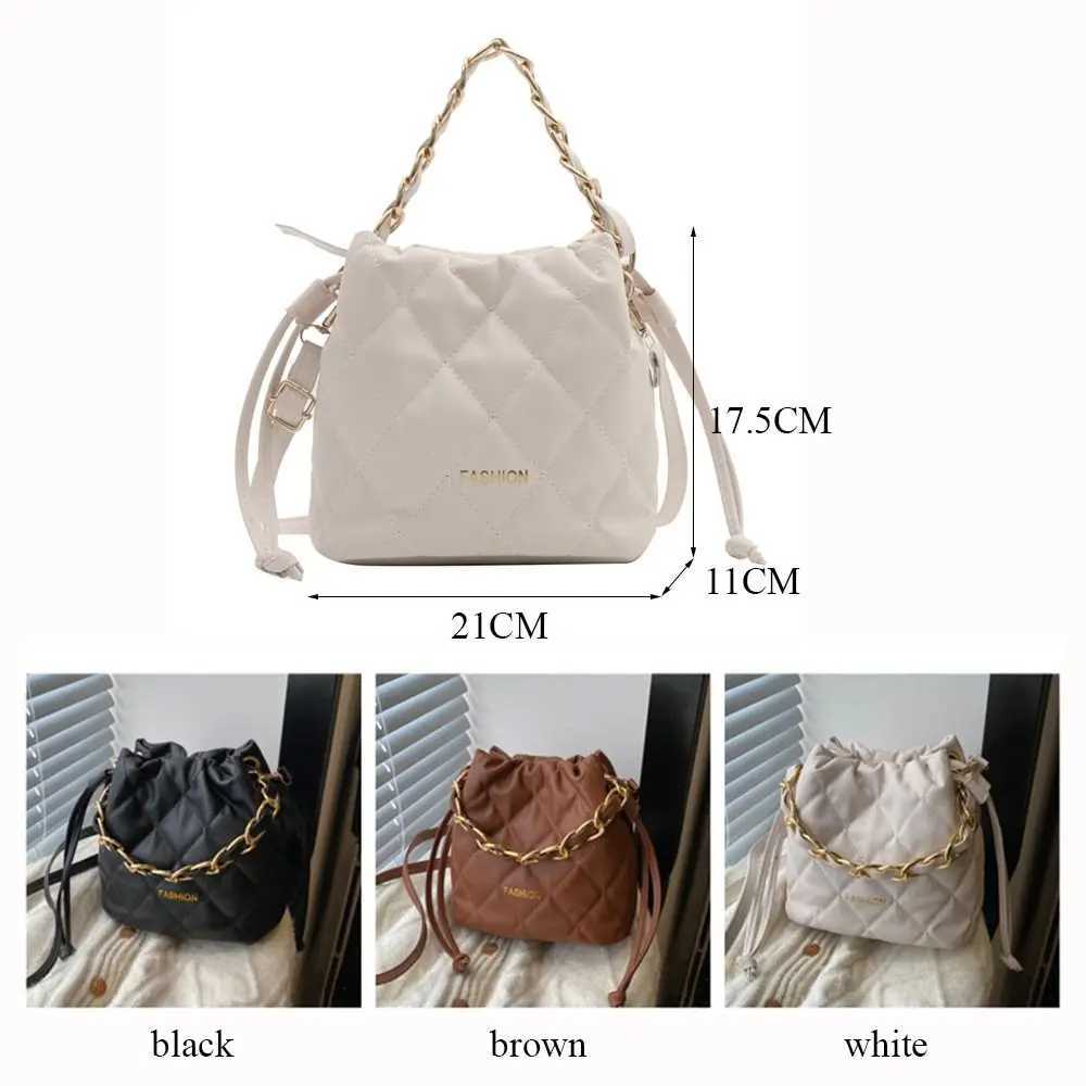 PU Leather Shoulder Bag Fashion Large Capacity Solid Color Cross Body Bag Chain Handbag for Women Y250319