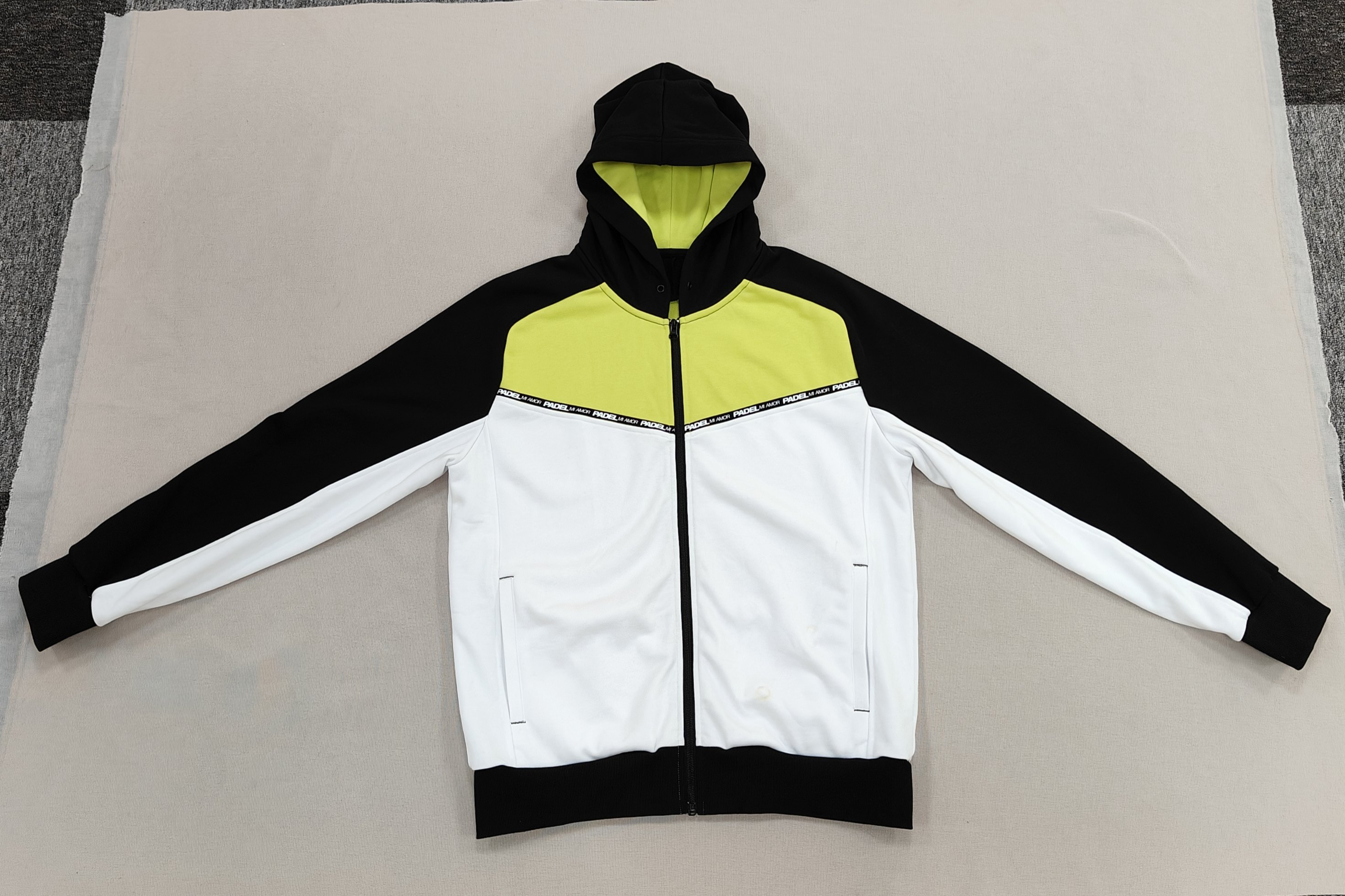 Mens' Active Panelled Zip-up Jacket Black and White Sports Hoodie Outdoor Running Top Long sleeves Casual Sweatshirt Loose Fit Athleisure Clothes