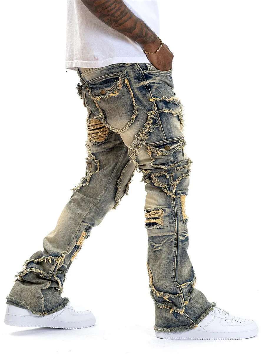 Designer Jeans Men's Spring And Autumn Casual Denim Pants Wave Multi Pocket Slim Fit Jeans Street Wear Pants Punk Fashion Retro Hip-hop Men'