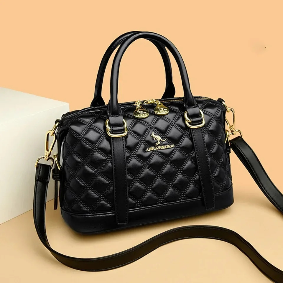 High quality soft leather womens shoulder bag handbag fashionable womens large capacity Boston bag 250318