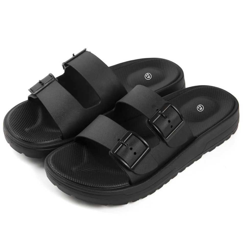 Casual adjustable double butt thick sole solid color universal he for daily outdoor walking scenes mens slippers Y250320