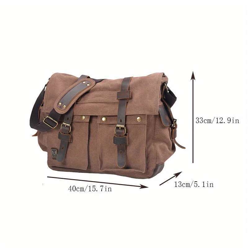 MUCHUAN Canvas Leather Men Messenger Big Satchel Shoulder Bags Male Laptop Briefcase Travel Handbag