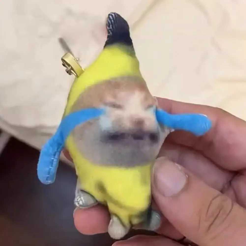 Banana Cat Plush Toy Banana Cat Crying Meme Banana Cat Keychain Cat In Banana Doll Happy Gift Kids Cartoon Dolls KeychainsXJ250319