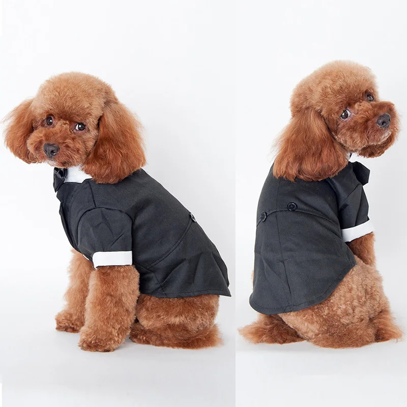 Dog tailcoat formal shirt dog wedding black jacket set pet tie 250318