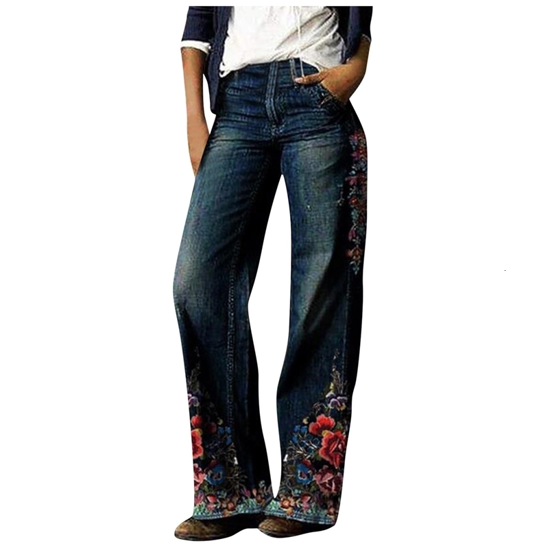 Streetwear Denim Jeans For Women Printed Jeans Casual Long Pants Loose Casual Straight Jeans denim jeans for women high waisted 250319