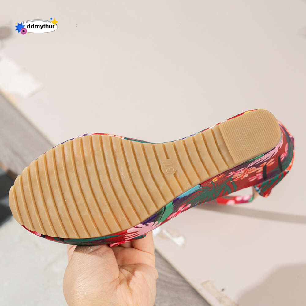 Bohemian Style Print Wedge Sandals for Women Ankle Strap Chunky Platform Sandles Woman Thick Sole Wedges Heels Roman Sandalias ddmythur