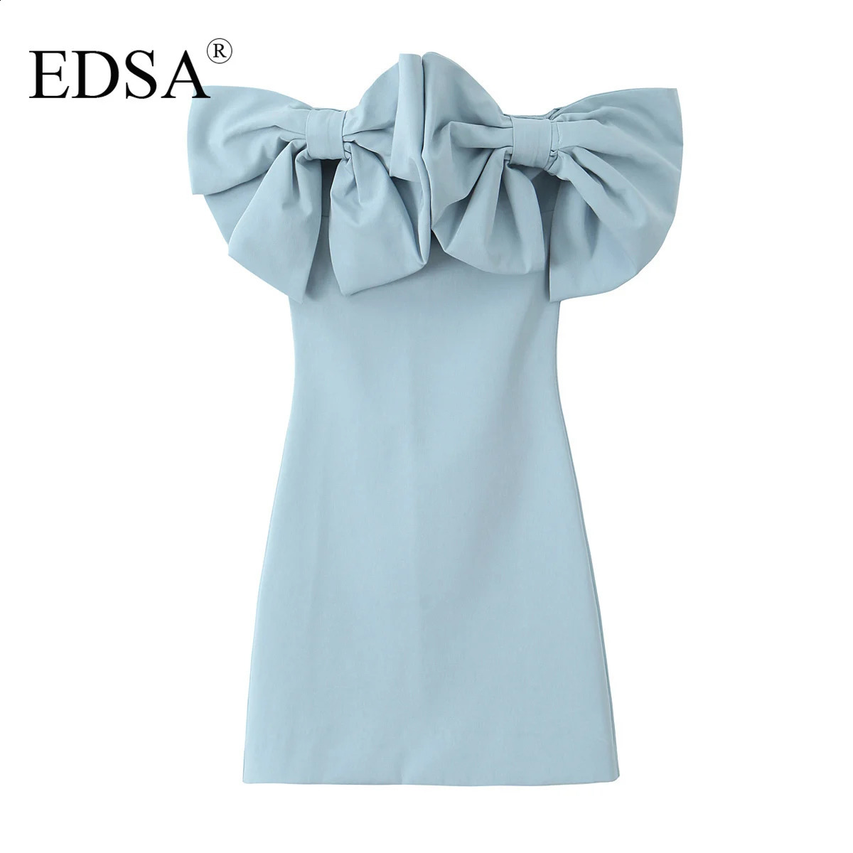 EDSA Woman Back Zipper Party Evening Dresses Women Elegant 3D Bow Decorate Sexy Sleeveless Backless Slim Mini Dress 250314