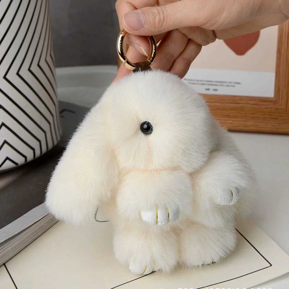 ZAKOL 15cm fluffy rabbit fur fluffy rabbit keychain soft cute rabbit toy keychain bag decorative accessories girl giftXJ250319