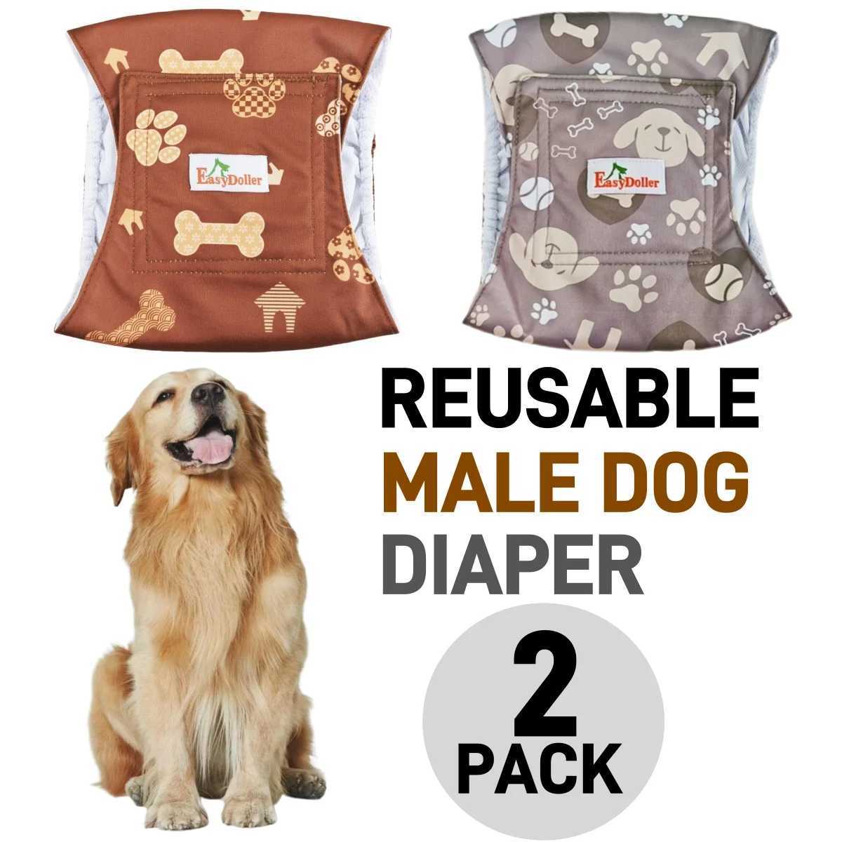 2pcs Male Dog Cloth Diaper Reusable Dog Pee Pants Washable Cloth Pet Belly Wrap Puppy Dog Underwear Eco-friendly Pet Care Di Y250320