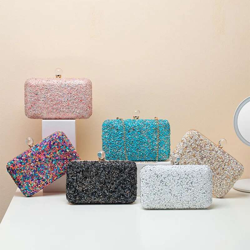 New Rhies Evening Fashion Dia Beaded Banquet Clucth Purse 2023 Crystal Handbags Female Shoulder Bags