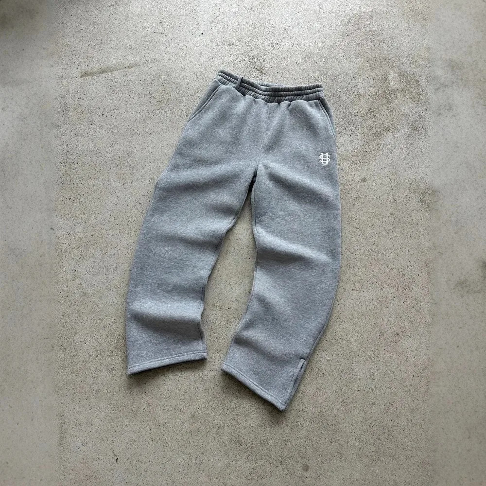 Y2k Retro Loose Straight Pants Men Tracksuit Pants Personalized Leg Zipper Embroidery Hip Hop Harajuku Casual Pants 250319