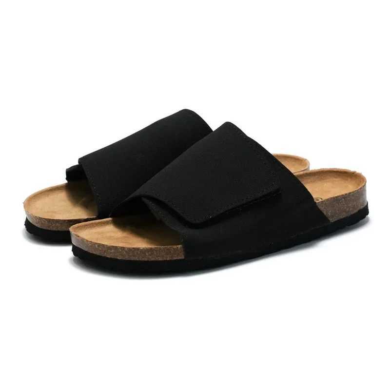 New suede leather cork slider for mens summer classic flat shoes for mens outdoor beach sandals for mens running comfort slider Y250320