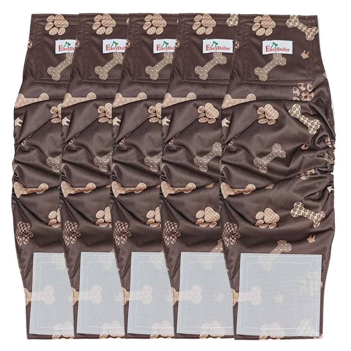 5 Reusable Mens Dog Diapers with Cute Paw Printing Pet Dog Diapers with Abdominal Packaging Leak proof Puppy Training Diapers Sanitary Pants Y250320