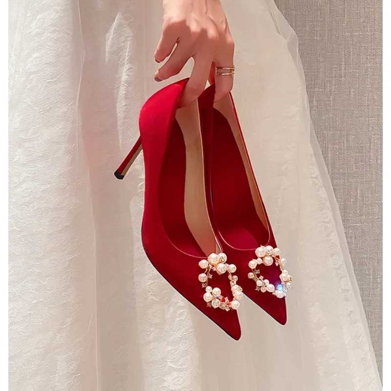 2025 Luxury White Red Black High Toe Pump Temperature Single Shoe Designer Bridal Maid Wedding Shoes Y250319