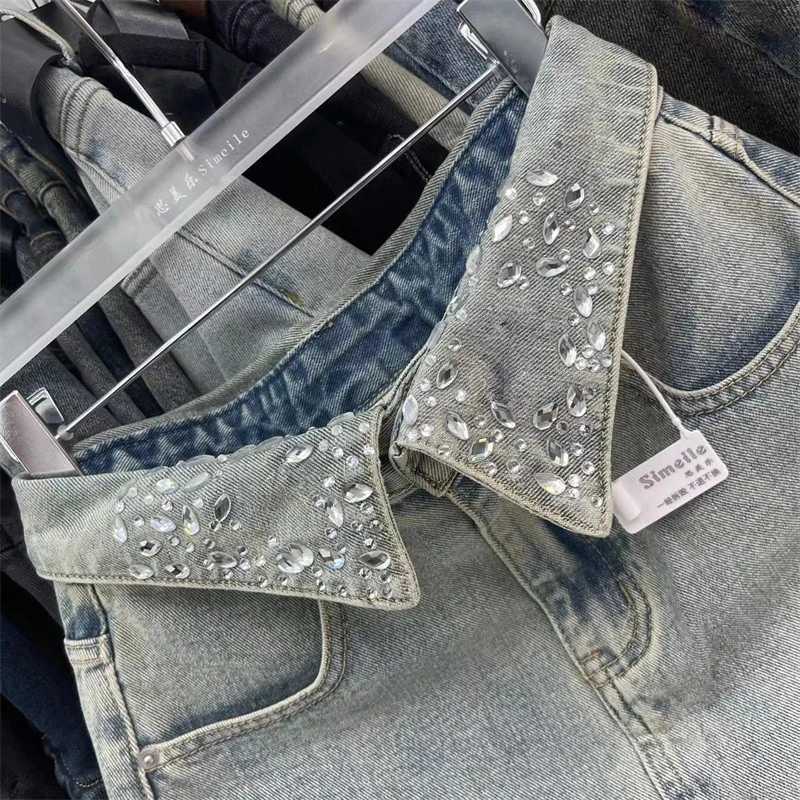 Lanjia- Cool Collar Rhine Shorts Womens Jeans Skirt 2024 Summer New Hot Girl High Waist Light Blue Denim A-Line Skiingxj250320 D4099