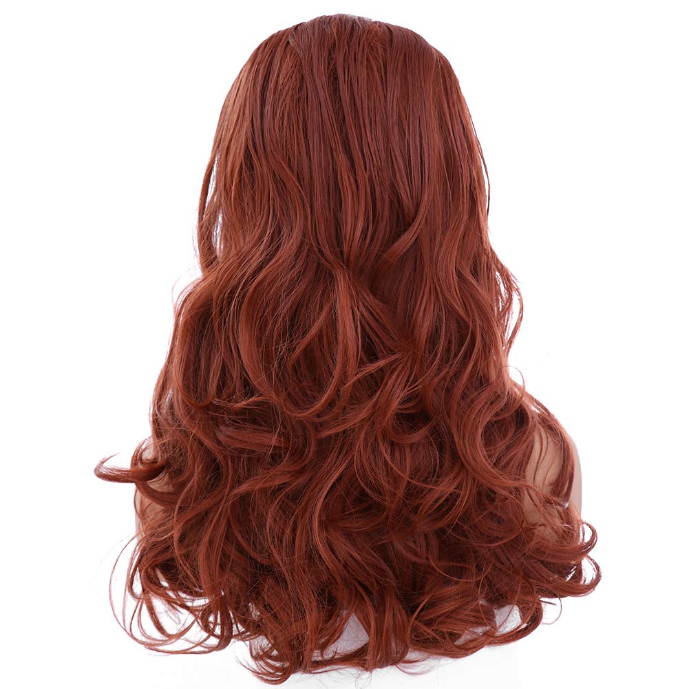 Long Wavy Copper Red Wig Women's Big Costume Wig Bouffant Beehive Wigs 50s 80s Classical Curly Hair Wigs for Women (24inch, copper red)